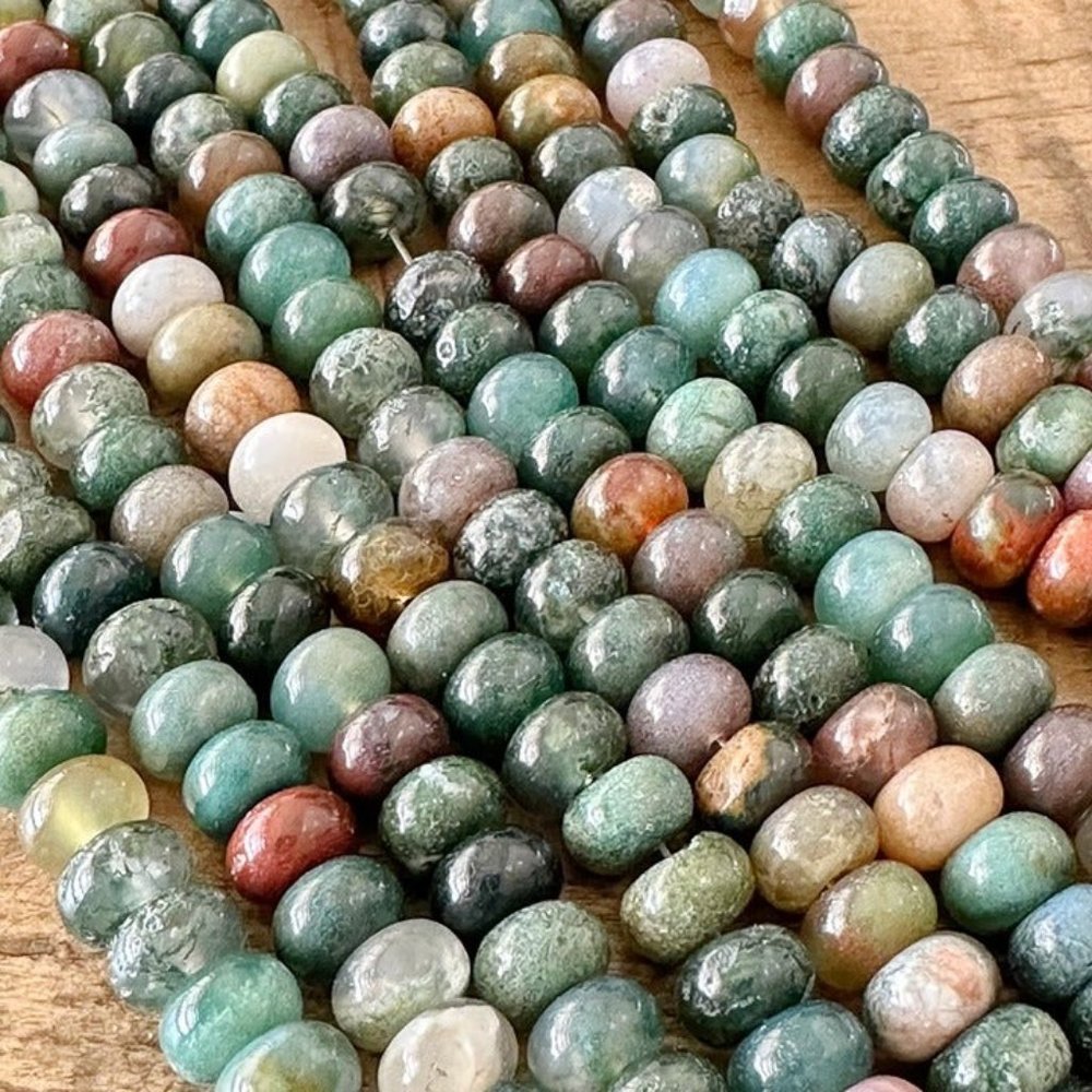 8mm Indian Agate Bead Strand - Rondelle - Picture 2 of 4